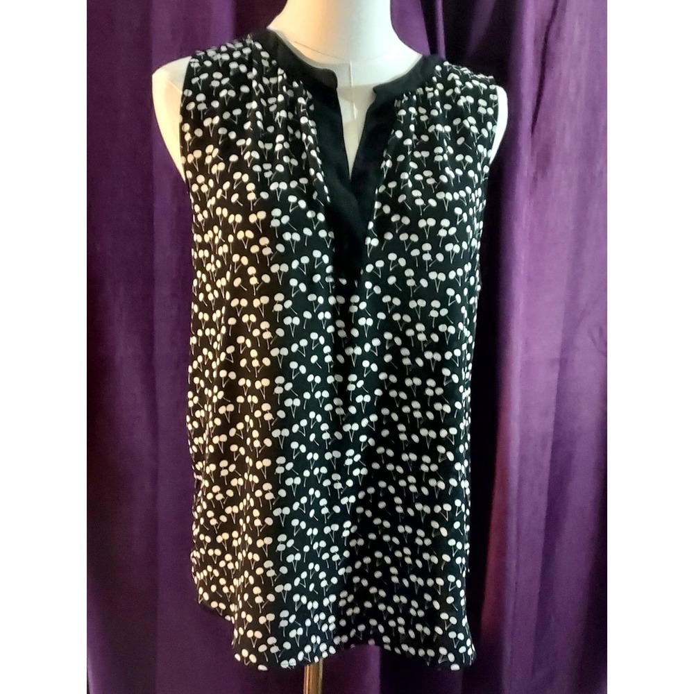 Ann Taylor LOFT Sleeveless Blouse Size Med Black/white  Career Business Casual